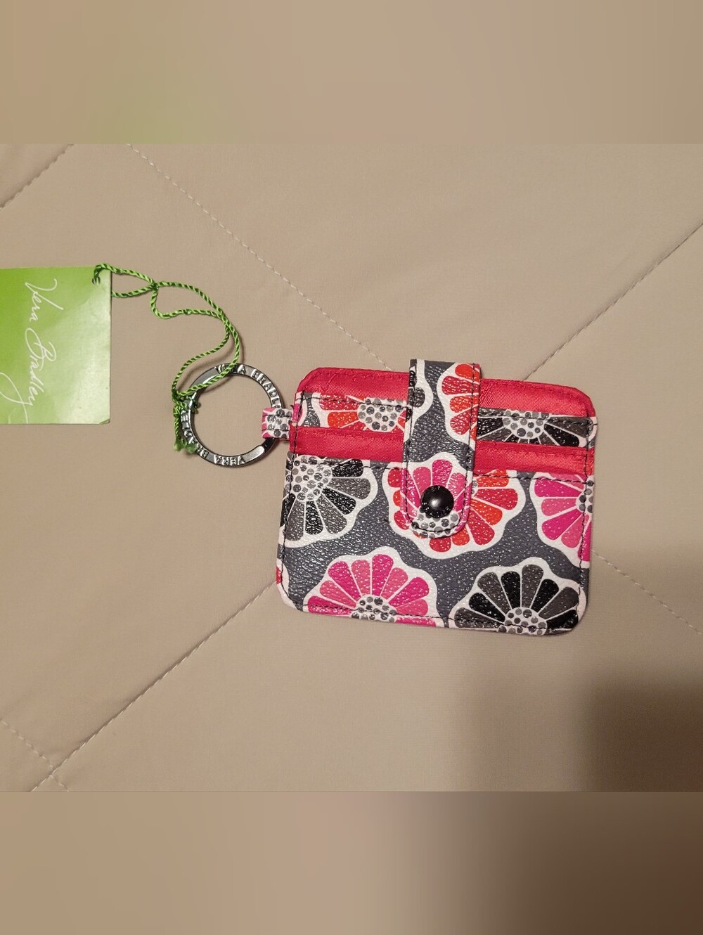 Vera Bradley Faux Leather "In a Snap" Card Case With Key Ring In Blossoms NWT - Picture 2 of 3